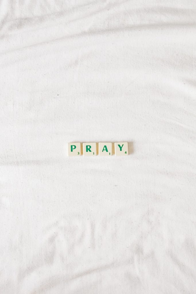 scrabble letters spelling prayer