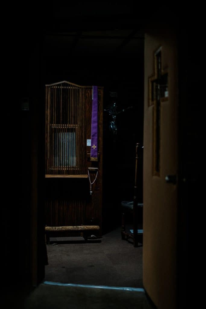 Photo of a confessional for the catholic 7 deadly sins